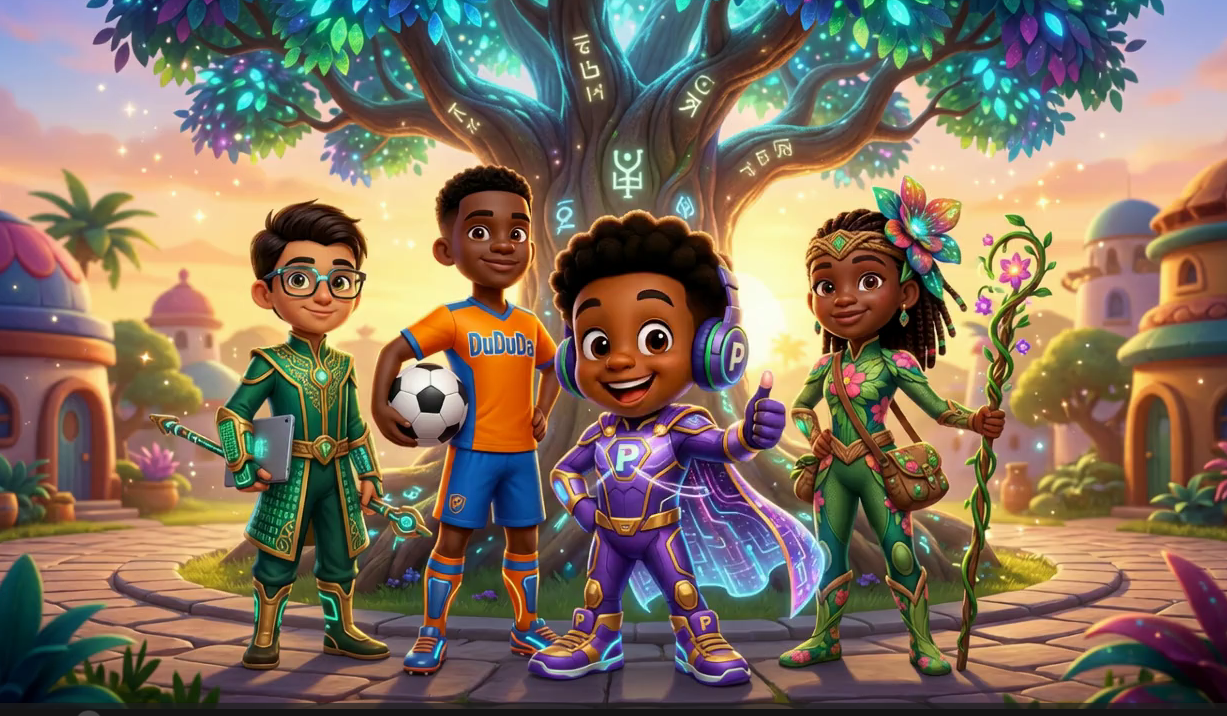 Olu, Jabulani, Lerato and Khalid — the Olu Piggy Bank money heroes